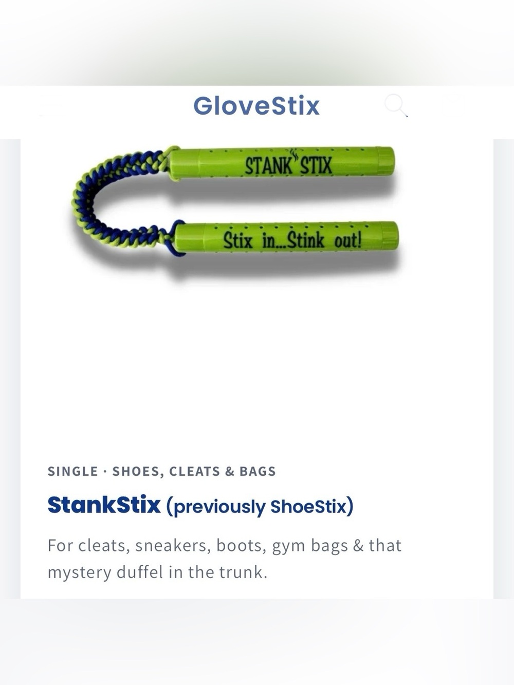 🦠 StankStix ShoeStix deodorizer sticks inserts NIP antimicrobial GloveStix